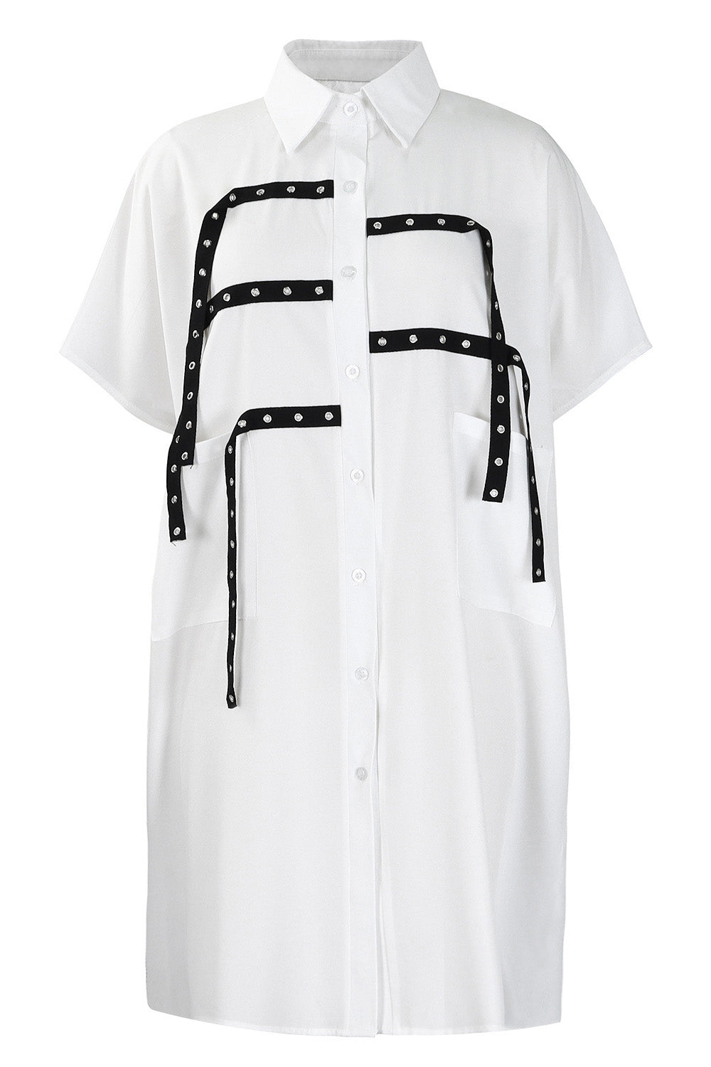Loose Short-Sleeve Shirt Dress Lavish Daily