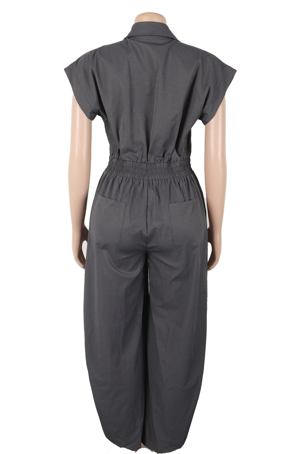 Lapel Sleeveless Buttoned Cargo Jumpsuit Lavish Daily