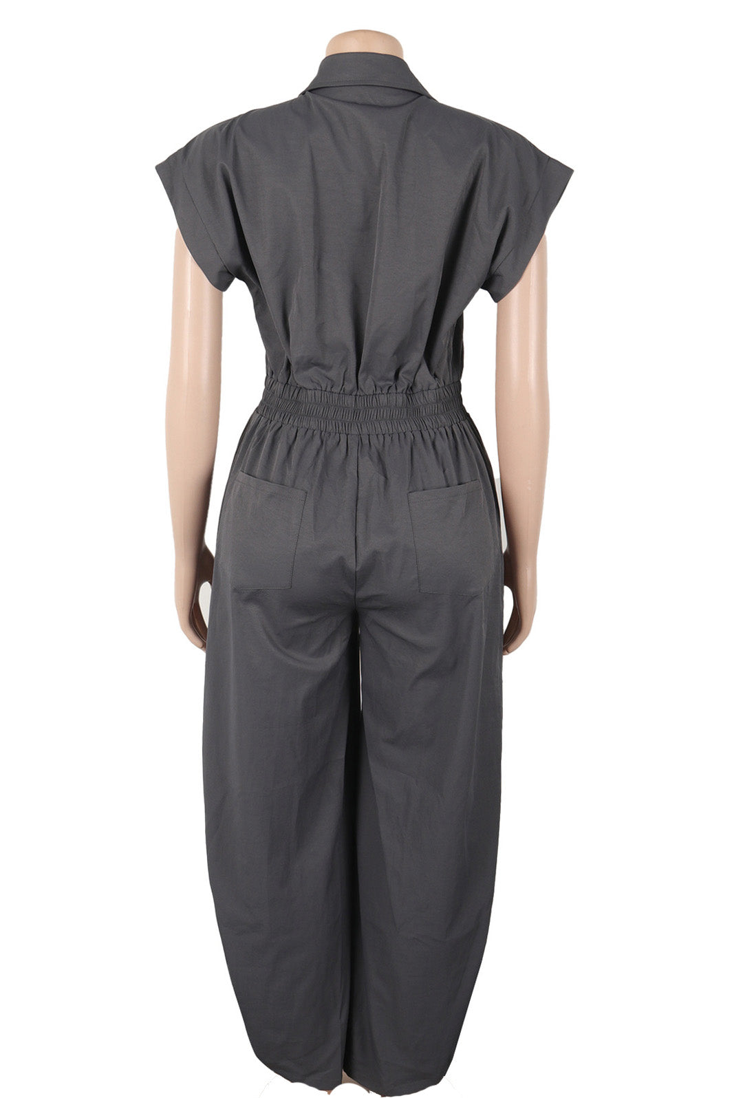 Lapel Sleeveless Buttoned Cargo Jumpsuit Lavish Daily