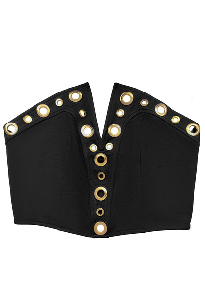 Strapless Grommet V-Neck Flare Pant Set Lavish Daily