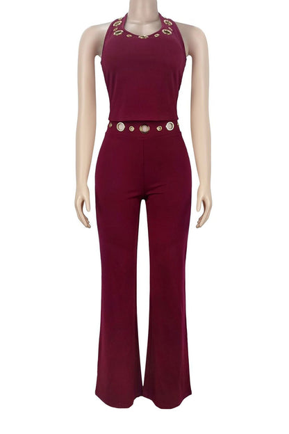 Grommet Halter Neck Two Piece Set Lavish Daily