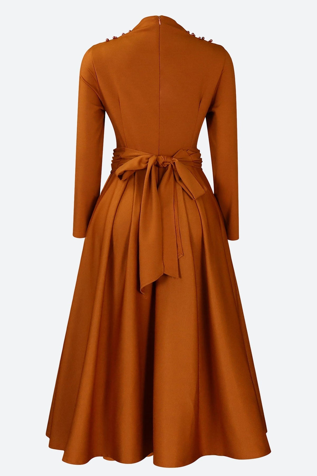 High Collar Elegant Beaded Large Swing Dress Lavish Daily