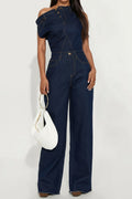 Strapless Off-Shoulder Fitted Denim Jumpsuit Lavish Daily