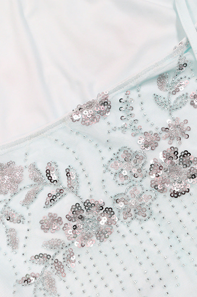 Sequin Floral Halter Mermaid Maxi Dress Lavish Daily