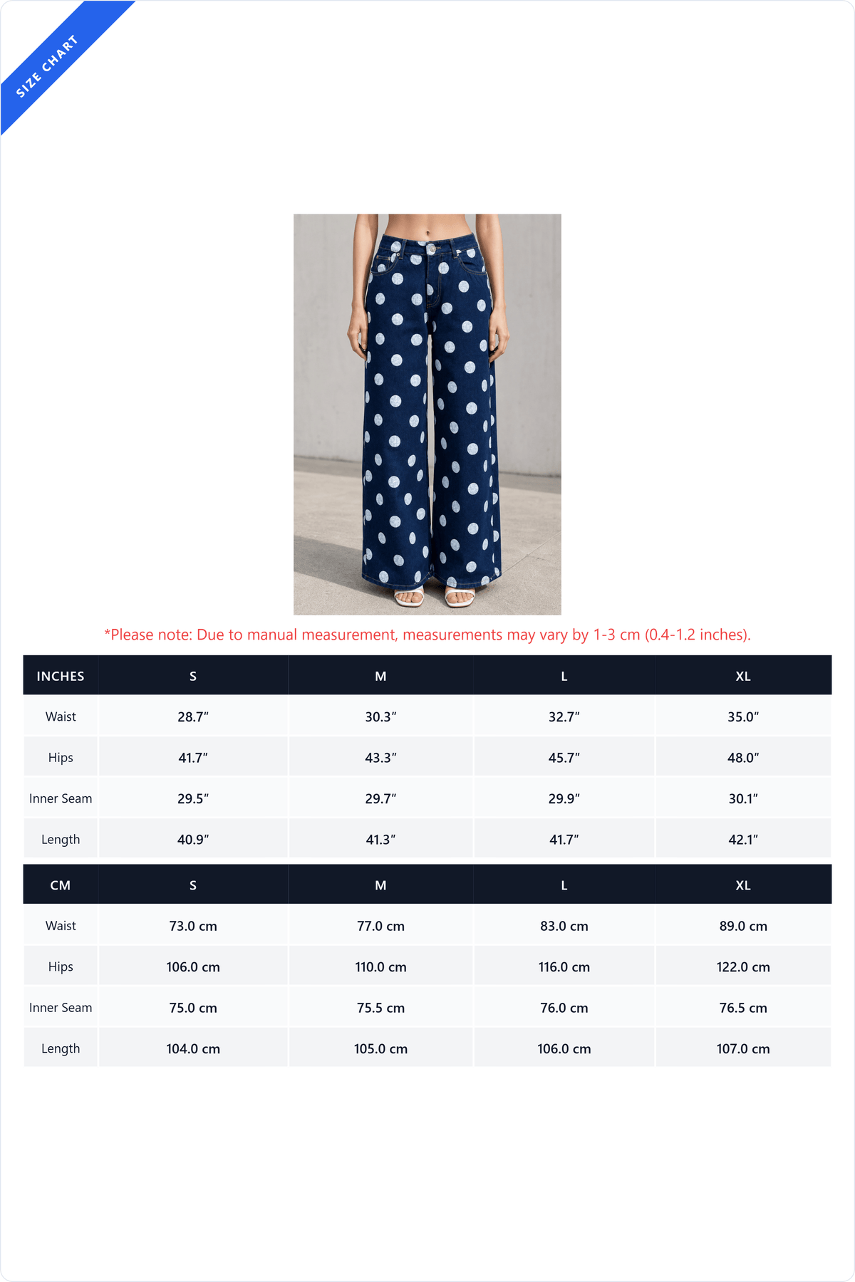 Non-Stretch Polka Dot Wide Leg Jeans Lavish Daily