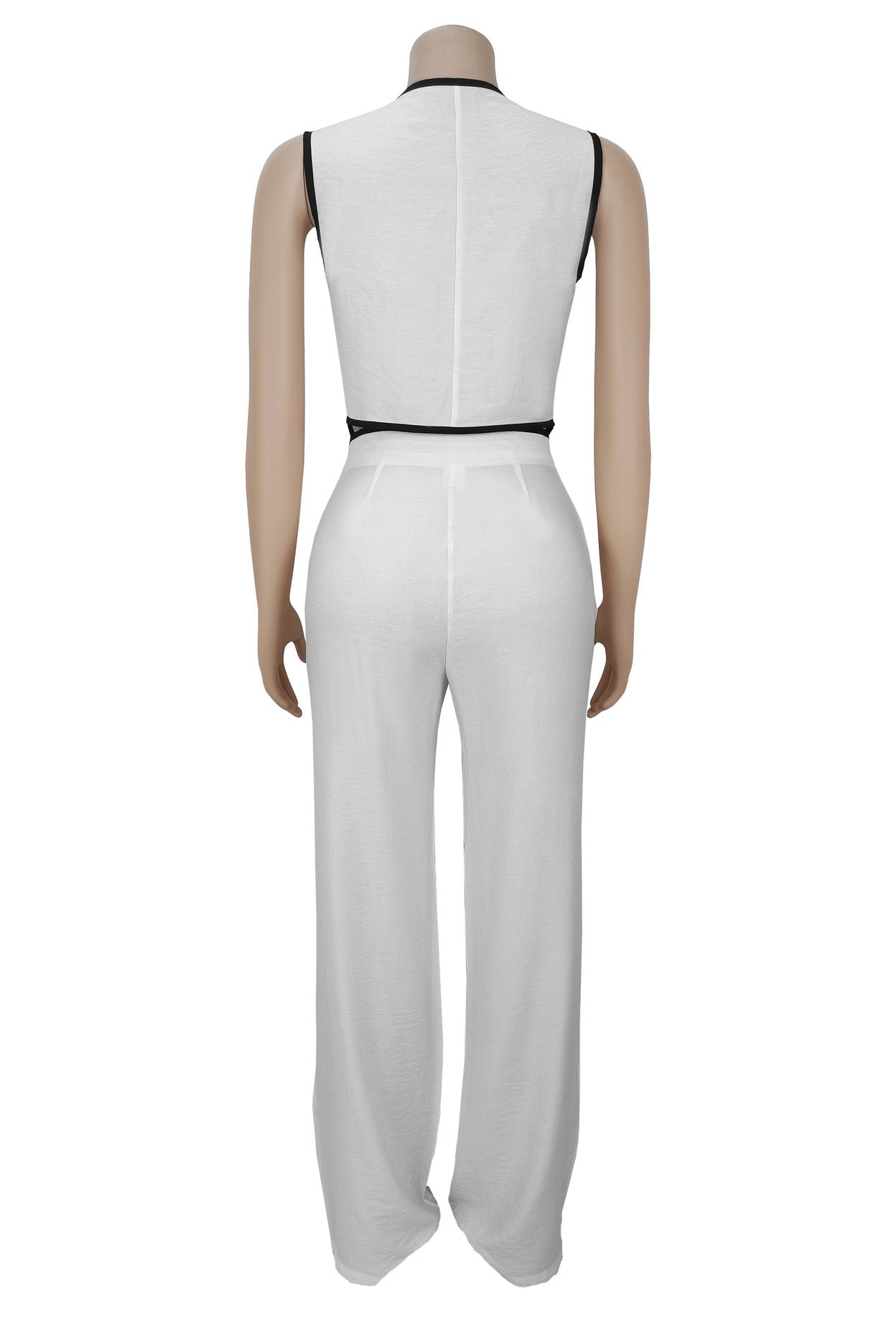 V-Neck Button Top & Pants Two-Piece Set Lavish Daily