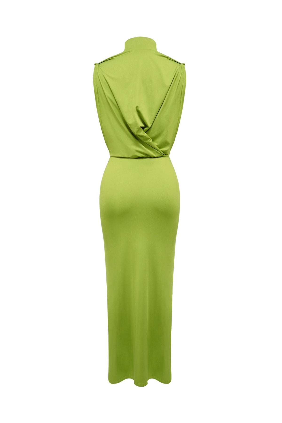 Mock Neck Cutout Ruched Maxi Dress Lavish Daily
