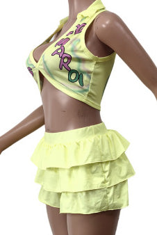 Stretch Ruffled Shorts 2pc Set Lavish Daily