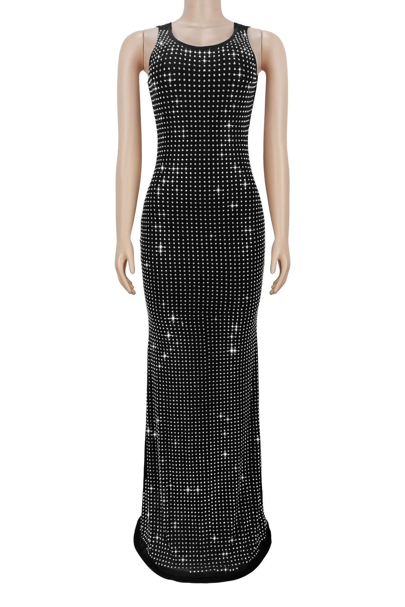 High-Waist Rhinestone Maxi Dress Lavish Daily