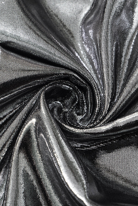 Foil Halter Flare Mini Dress Lavish Daily