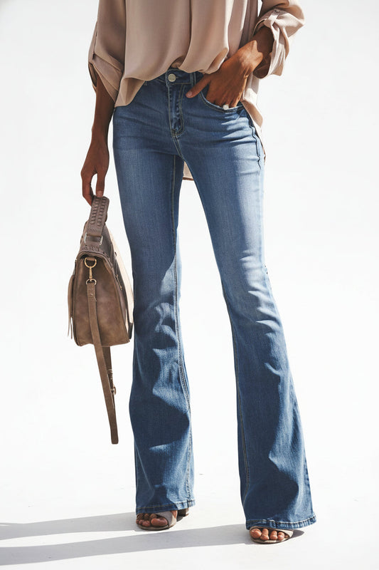 Denim Flare Leg Boyfriend Jeans Lavish Daily