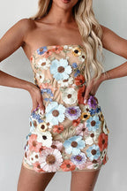 Off Shoulder 3D Embroidery Tube Mini Dresses Lavish Daily