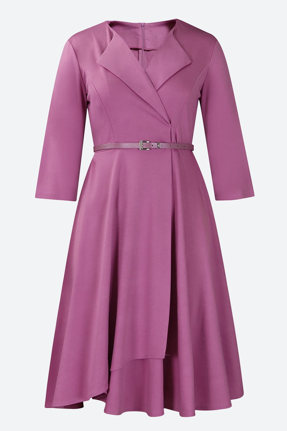 Three-Quarter Sleeve Ruched Waist Dress Lavish Daily