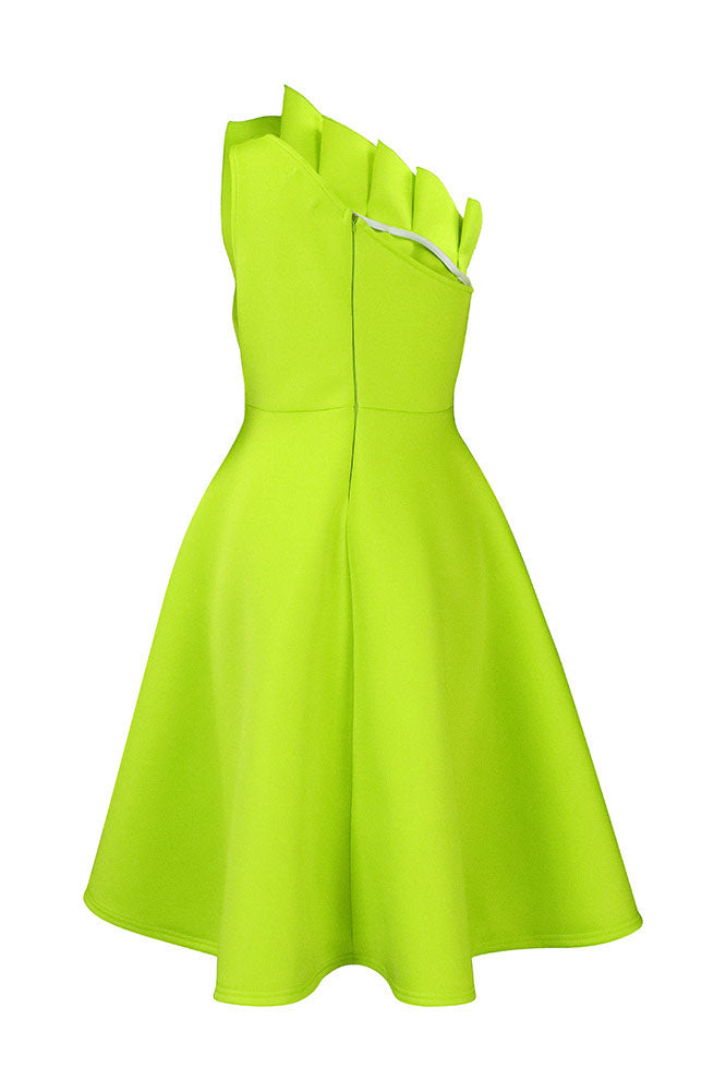 Pleated Asymmetric Cut Long Dress Lavish Daily