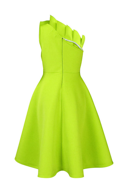 Pleated Asymmetric Cut Long Dress Lavish Daily