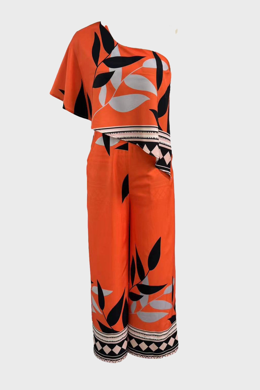 Printed Irregular Wide-leg Jumpsuit Lavish Daily
