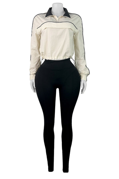 Drawstring Waist Nylon Top & Yoga Pants Activewear Set Lavish Daily