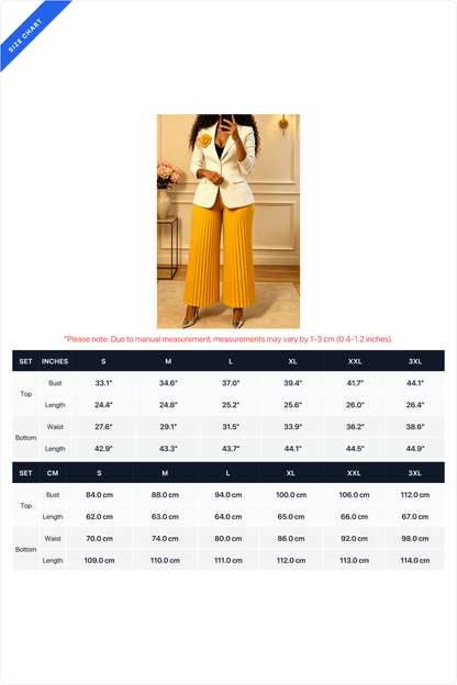 Floral Brooch Blazer Pleated Pants Set Lavish Daily