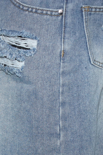 Double Denim Baggy Capri Jeans Lavish Daily