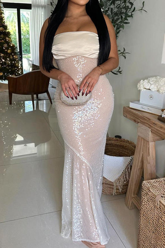 Strapless Sequin Mermaid Dress Lavish Daily