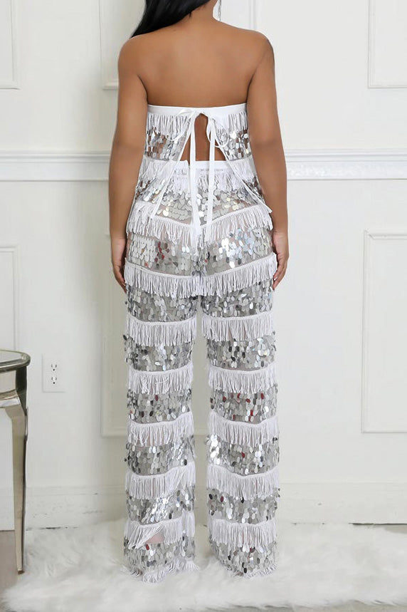 Fringe Sequin Pants Set Lavish Daily