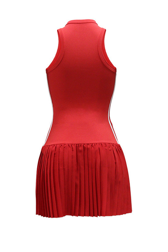 Sleeveless Round Neck Pleated Mini Dress Lavish Daily