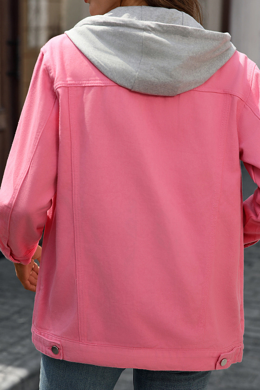 Denim Jacket with Detachable Hood Lavish Daily