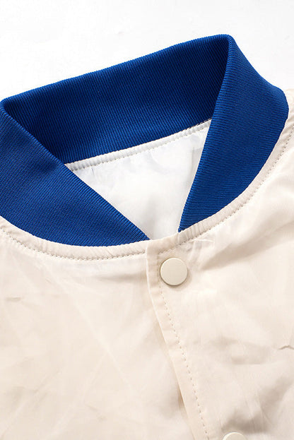 Patchwork Puff Sleeve Bomber Jacket Lavish Daily