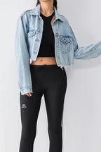 Long Sleeve Cropped Loose Denim Jacket Lavish Daily