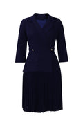 Pleated Blazer Collar Dress Lavish Daily