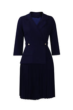 Pleated Blazer Collar Dress Lavish Daily