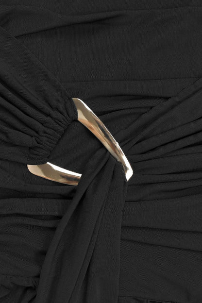 One Shoulder Ruched High Slit Maxi Dress Lavish Daily