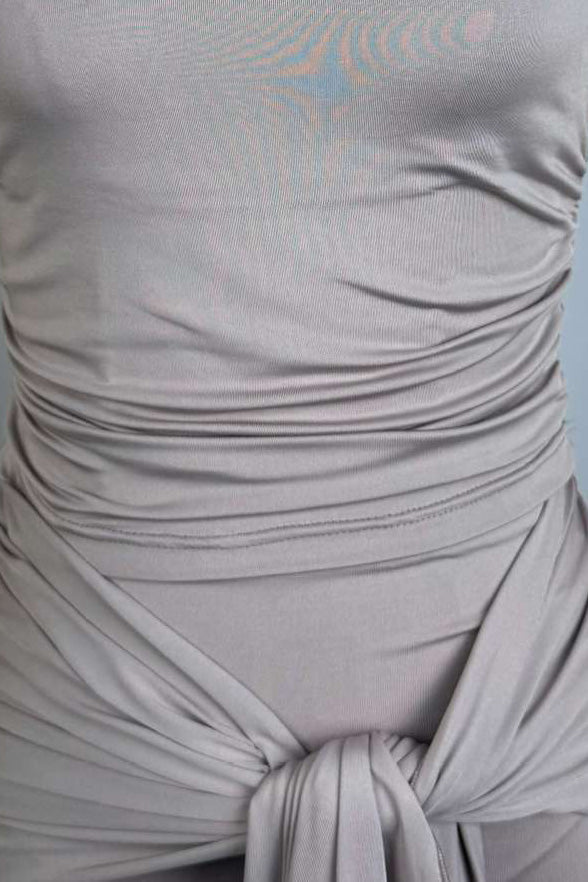 Draped Knot-Front Ruched Maxi Dress Lavish Daily