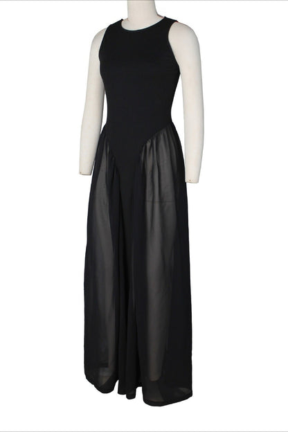 Spliced Chiffon Pleated Maxi Dress Lavish Daily