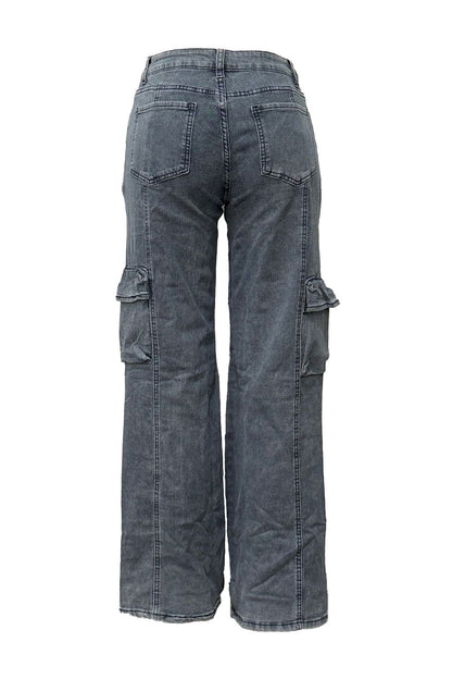 Rhinestone Cutout Wide Leg Cargo Pants LavishDaily