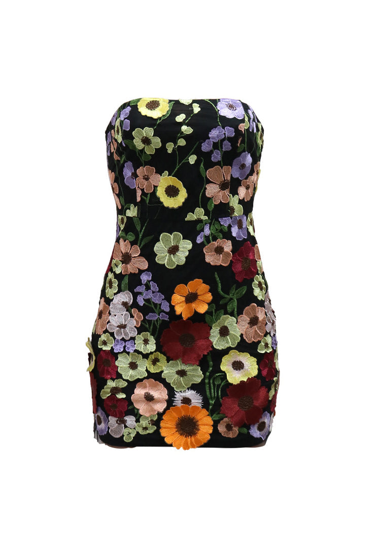 Off Shoulder 3D Embroidery Tube Mini Dresses Lavish Daily