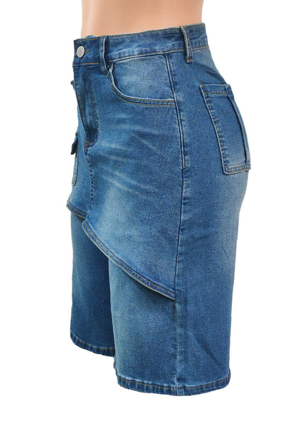 Layered Baggy Denim Skort Shorts Lavish Daily
