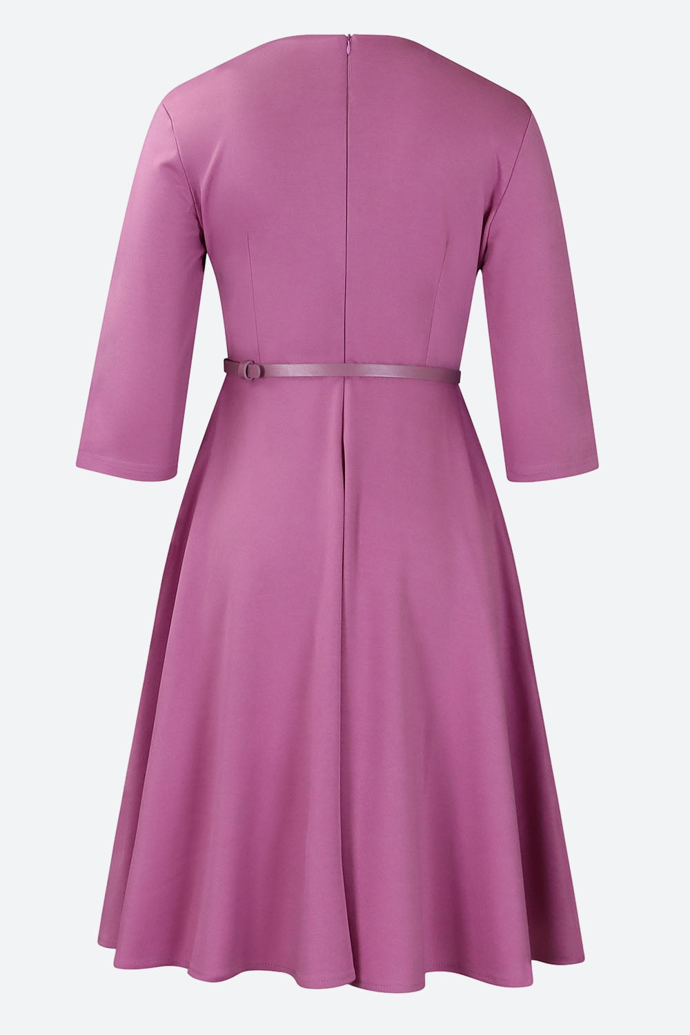 Three-Quarter Sleeve Ruched Waist Dress Lavish Daily