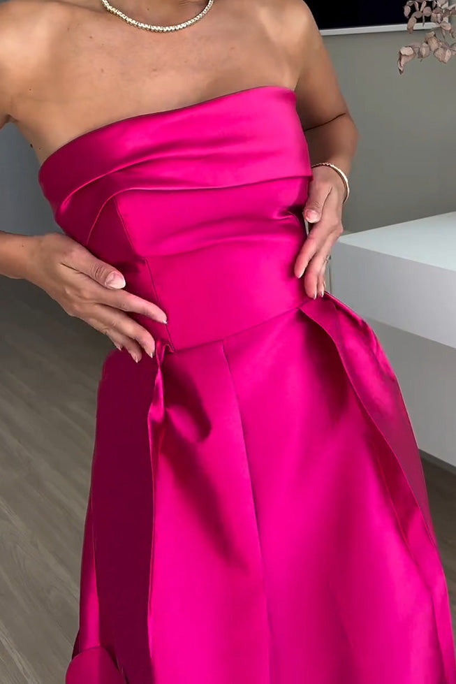 Satin Sequin Strapless High-Waist Party Dress Lavish Daily