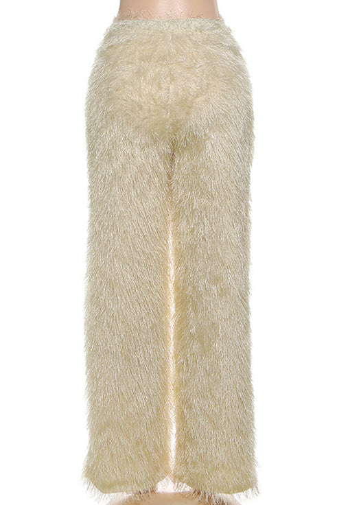 Faux Fur Straight Leg Trousers Lavish Daily