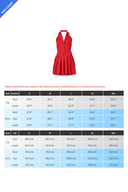 Halter Tuxedo Top & Pleated Skirt Set Lavish Daily