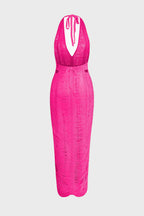 Crochet Ripped Halter Open Back Dress Lavish Daily