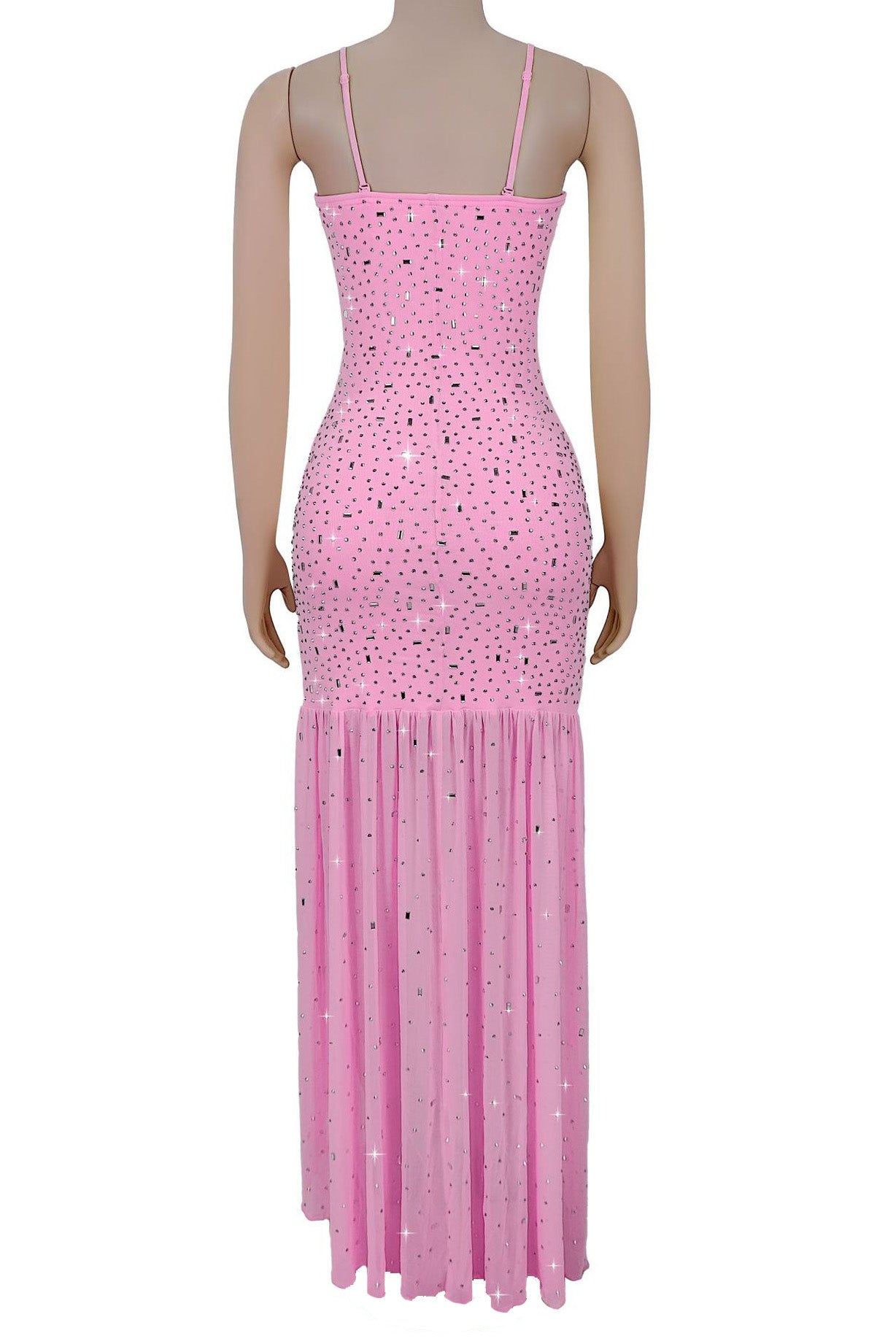 Rhinestone Strap Slit Bodycon Dress Lavish Daily