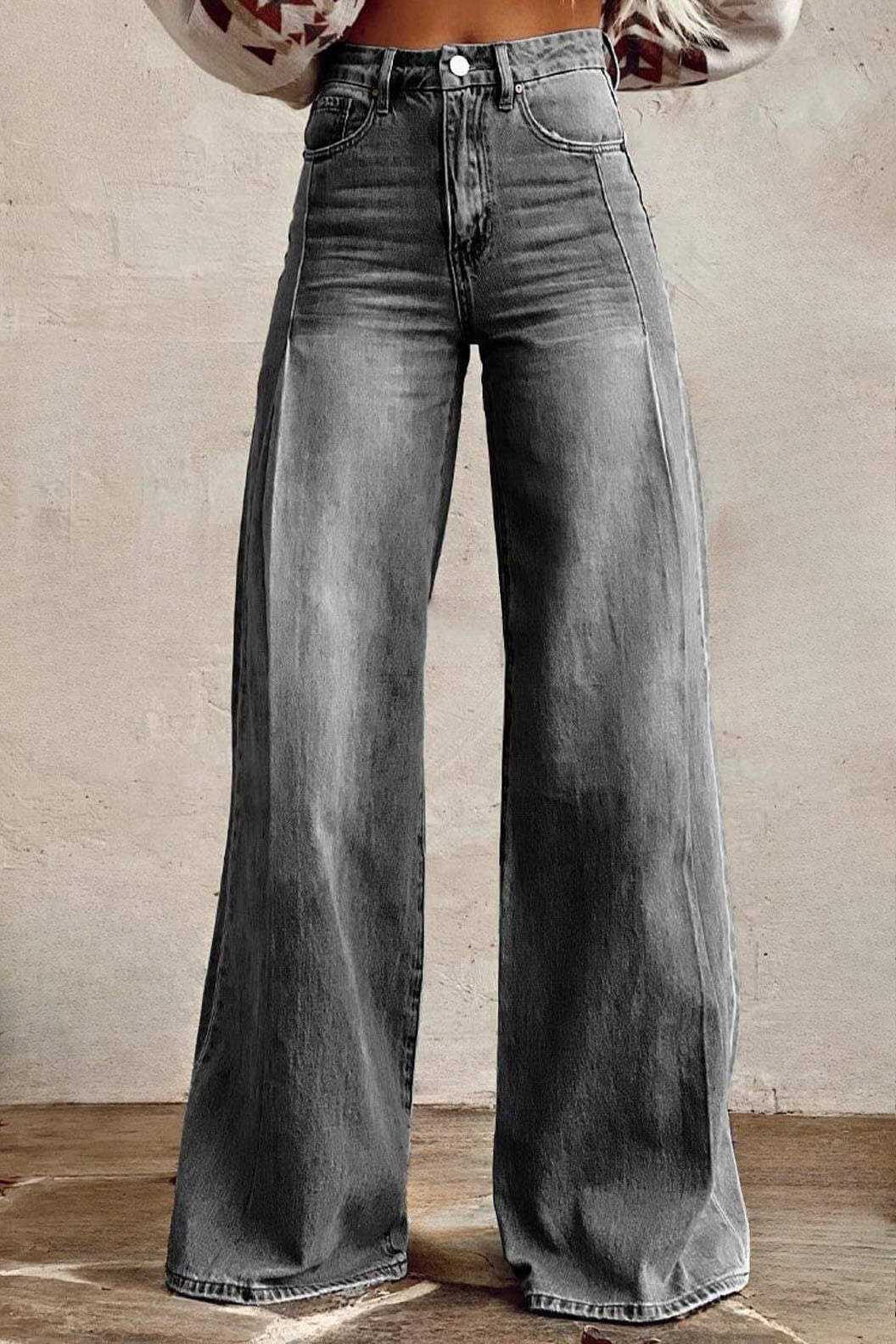 Vintage High Waist Wide Leg Floor Length Jeans Lavish Daily