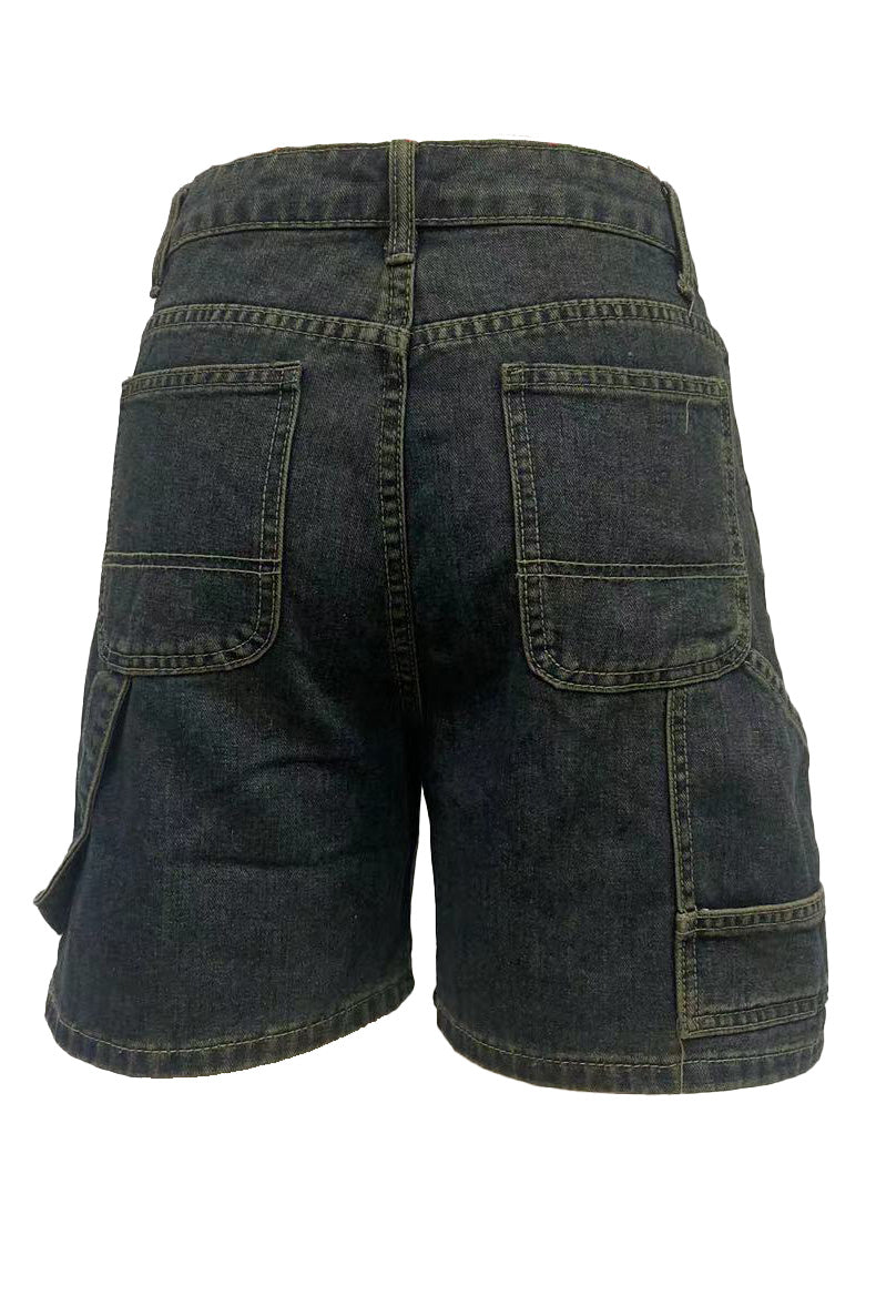 High-Waisted Relaxed Utility Denim Shorts Lavish Daily