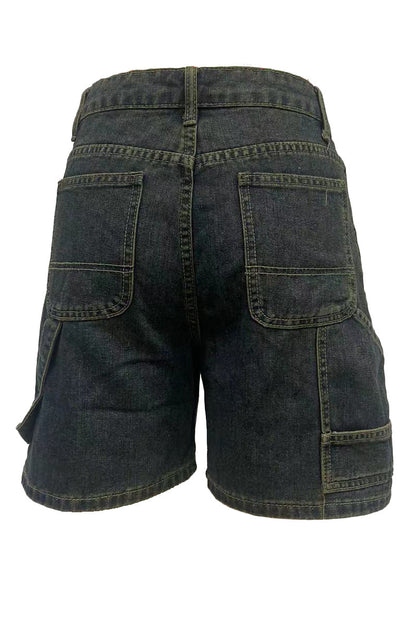 High-Waisted Relaxed Utility Denim Shorts Lavish Daily
