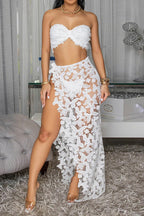 Lace Three-Piece Set Bikini with Skirt Lavish Daily