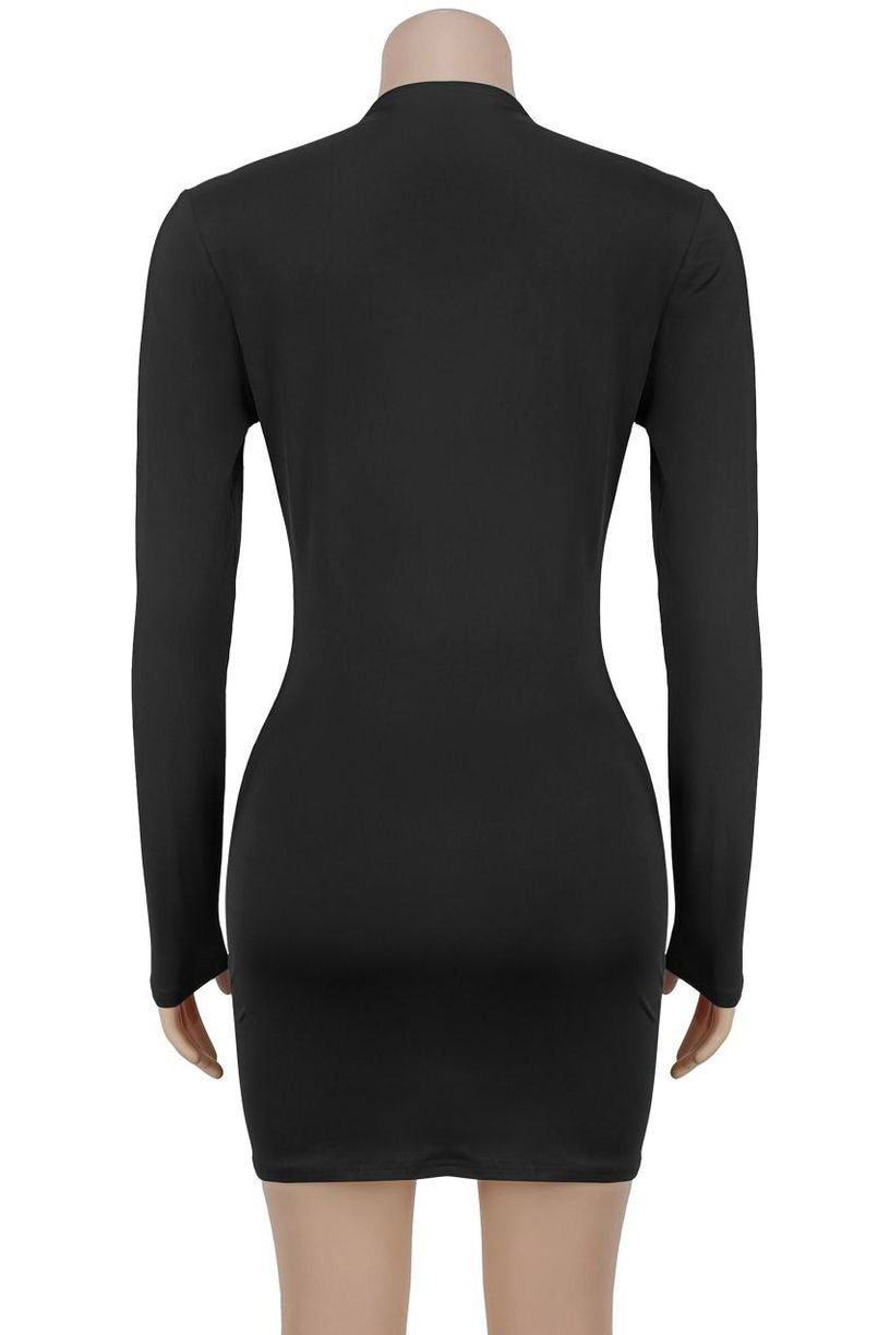 U-Bar Plunge Bodycon Mini Dress Lavish Daily
