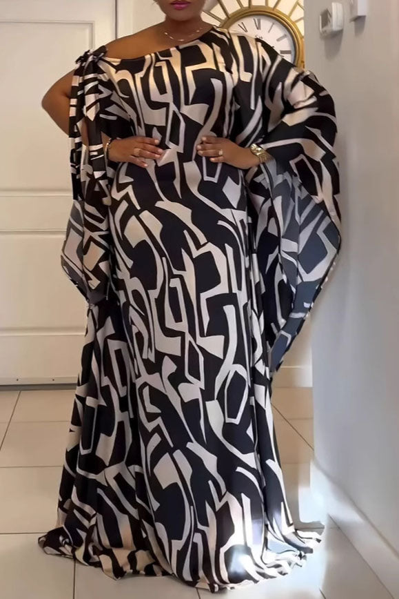 Print Belted Oblique Collar Dresses Lavish Daily