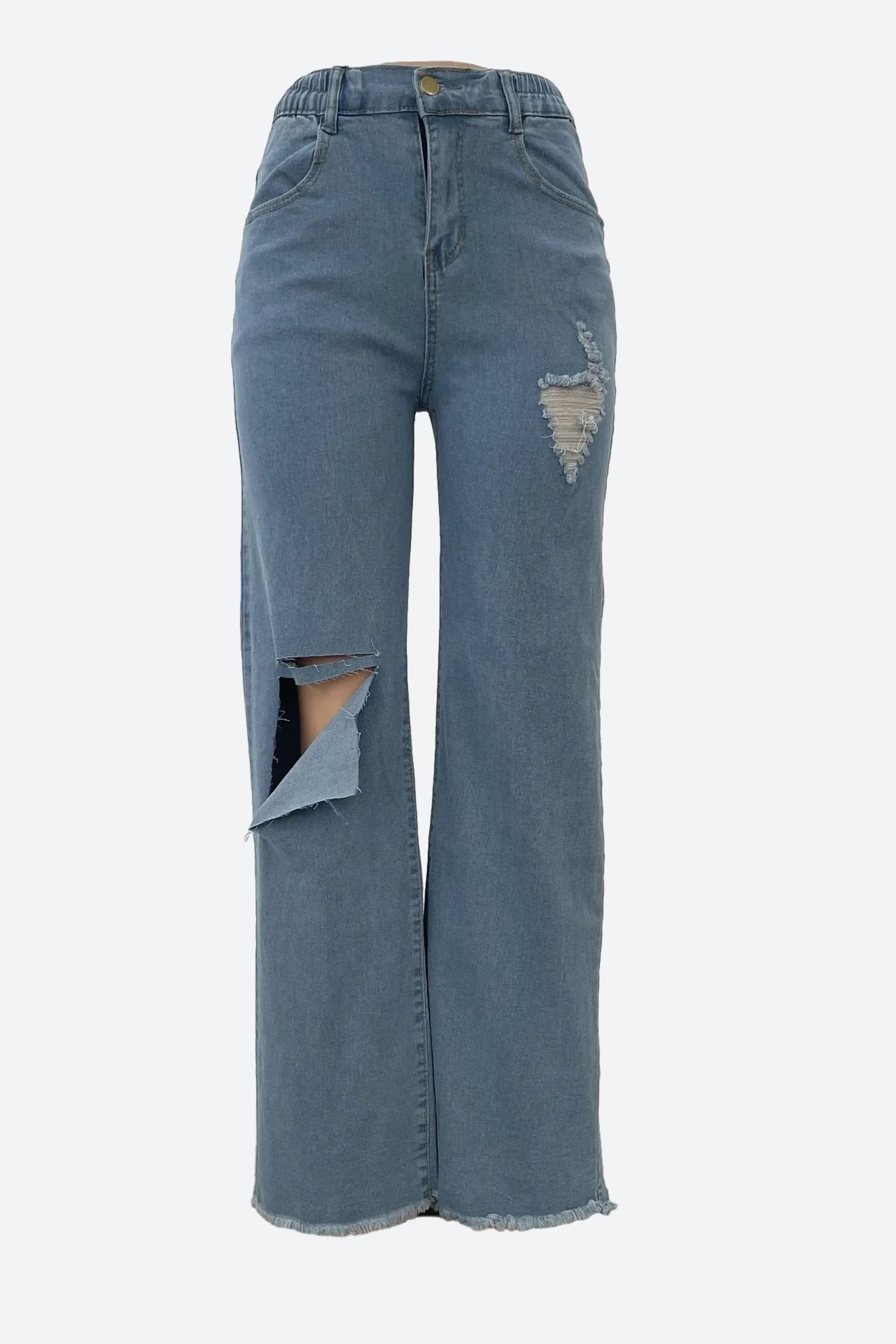 Ripped Fringe Wide-Leg Jeans Lavish Daily